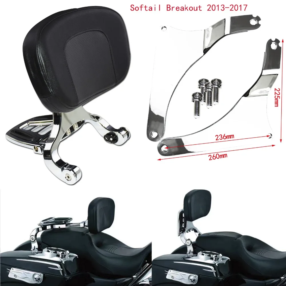 US $181.76 Adjustable Passenger Driver Backrest Chrome Sissy Bar Black Seat For Harley Softail Breakout 1317 FLSTC 0017 Touring 0917