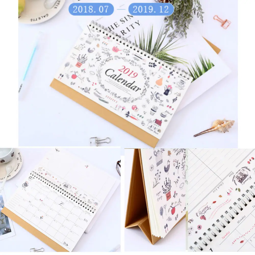 2018 2019 Month To View Stand Alone Desk Top Calendar Table