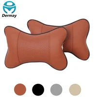 DERMAY Premium PU Leather Car Headrest Pillows (2PCS)
