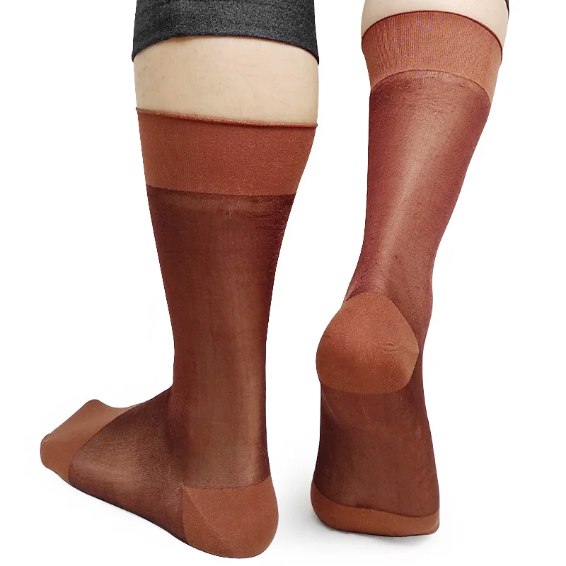 Нейлоновые шелковые носки для мужчин s сексуальный просвечивающий формальный костюм деловые носки Фетиш Collestion мужские шланг чулок носки кофе