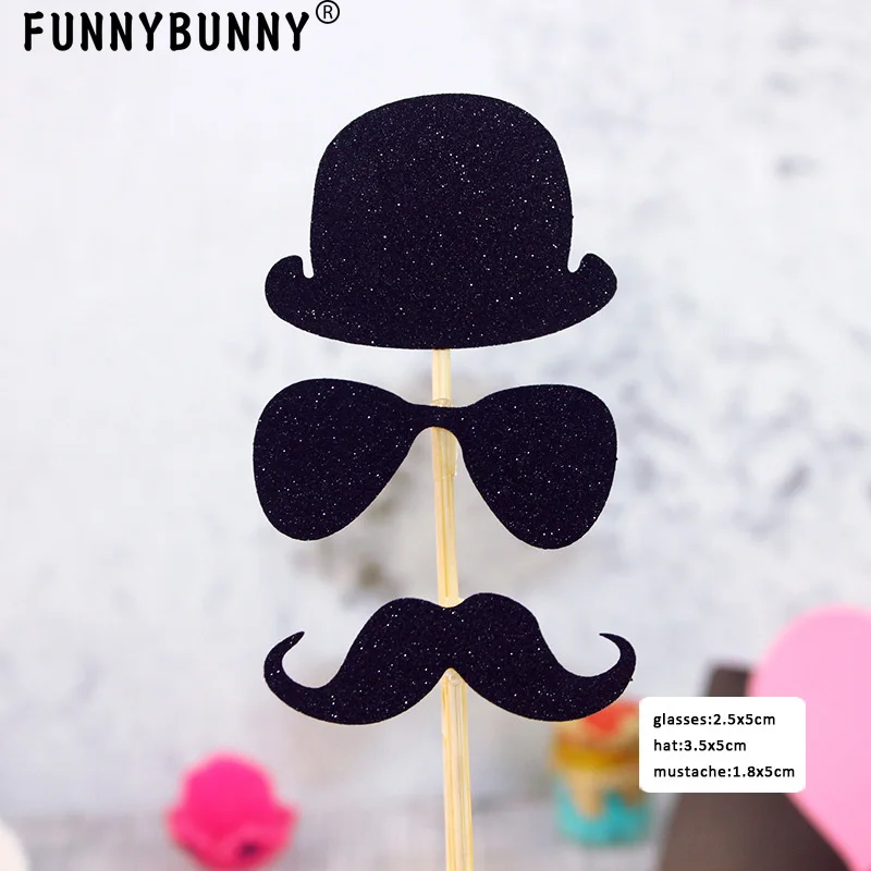 FUNNYBUNNY торт Топпер мини усы/шляпа/набор солнцезащитных очков украшения и кекс вечерние выбор вечерние аксессуары