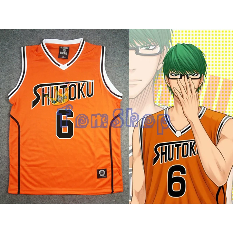 Аниме KUROKO'S Баскетбол Kuroko no Basuke Косплей Shutoku школа#6 Midorima Shintaro гость Баскетбол Джерси Спортивная одежда оранжевый