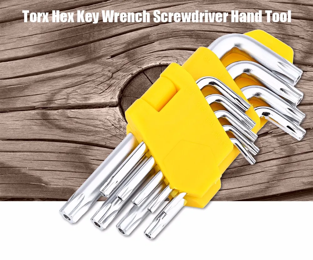 

9pcs L Shaft T10 T15 T20 T25 T27 T30 T40 T45 T50 Security Torx Hex Key Wrench Screwdriver Set Hand Repair Tool