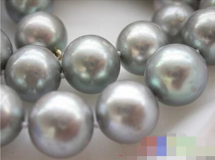 

824 ROUND TAHITIAN GRAY FRESHWATER PEARL NECKLACE