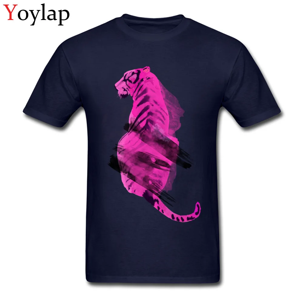 T-shirts Funny Short Sleeve Company Round Neck 100% Cotton Fabric Tops Tees Casual Summer Autumn abstract tiger Tee-Shirts for Students navy
