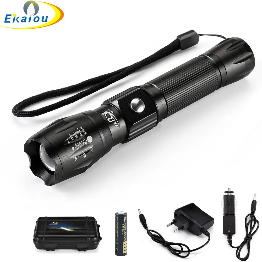 

2019 new Rechargeable Led Flashlight XML-T6 6000LM Aluminum Alloy Torch High Power Tactical Led Flashlight Outdoor Lighting