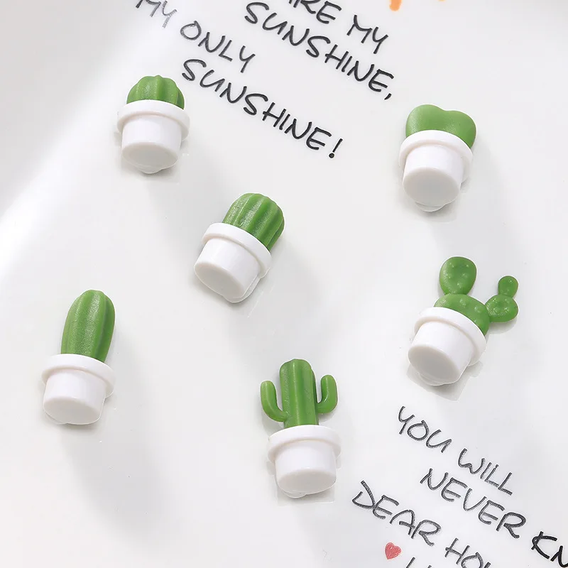 

6pc Lovely Succulent Refrigerator Sticker with Magnet Button Cactus Shape Message Note Clips Kitchen Decor Refrigerator Stickers