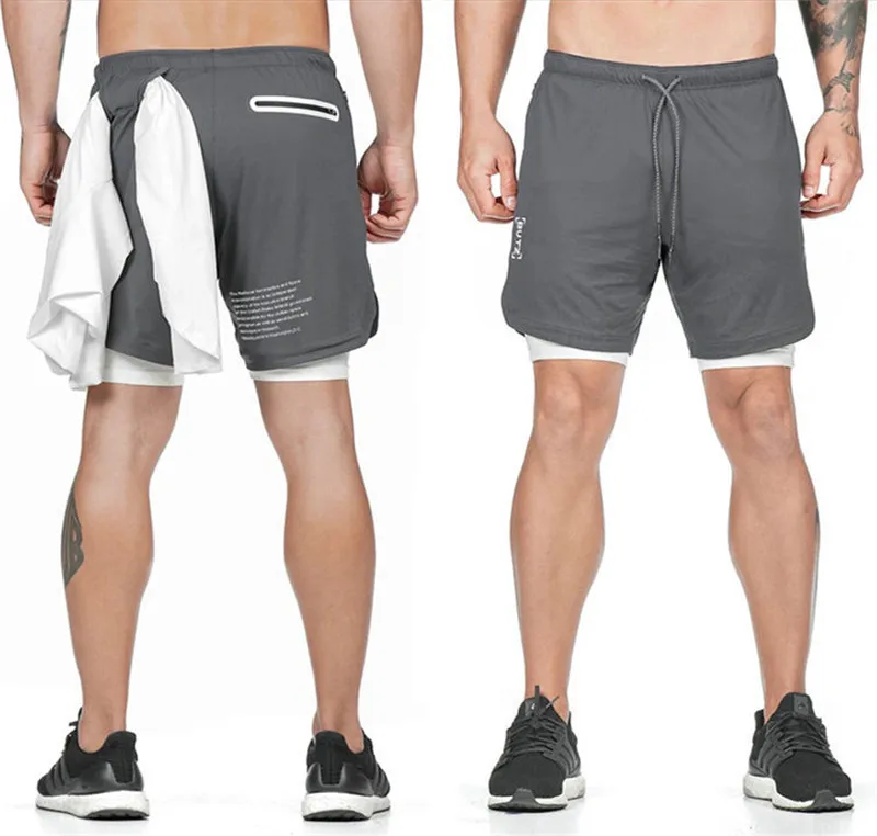 Новые мужские шорты, спортивные двухслойные шорты, мужские летние быстросохнущие дышащие шорты для бега, спортивные шорты для тренировок, фитнеса
