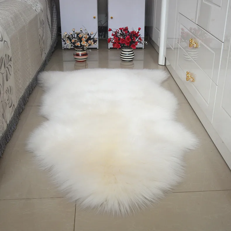 100 Fur Wool Floor Mat Carpet In The Bedroom Living Room Bedside Rugs