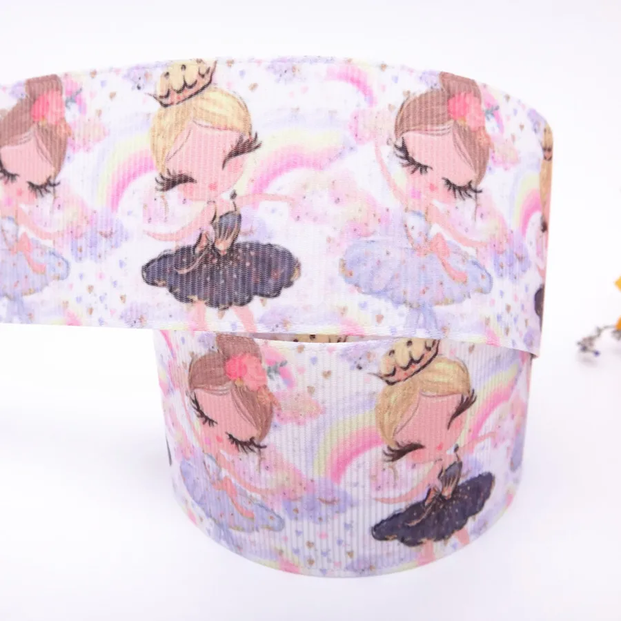 

10 Yards 1" 25MM /1.5" 38MM Swan/Ballerina Girl/Printed Grosgrain Ribbon For Crafts DIY Hair Bows Birthday Decoration M19031901