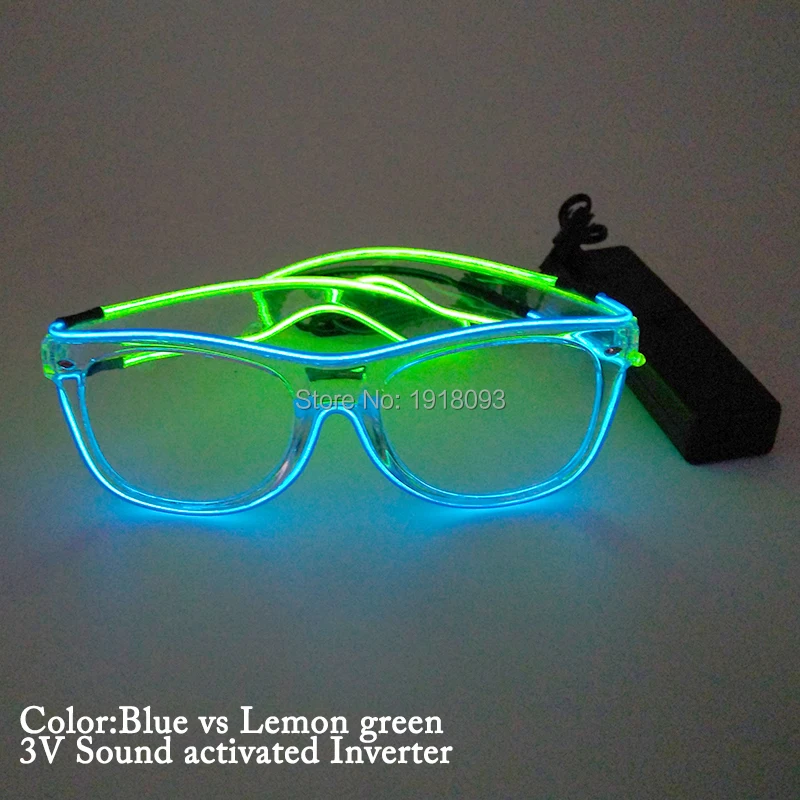 Óculos de Vidros com Som Iluminação do Feriado com Motorista Barato Peças Cores Duplas Ativado el Fio Incandescente Quadro Transparente 30 23 holiday lights