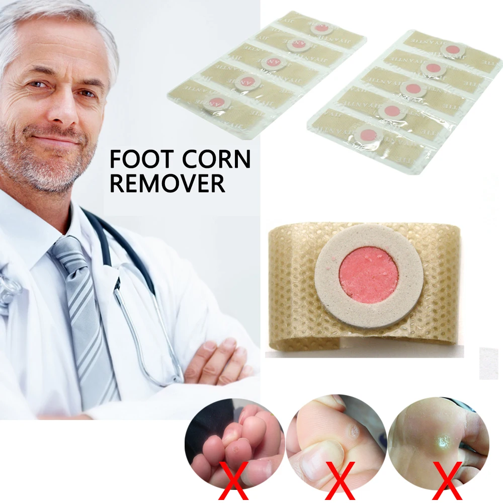 10Pcs Sumifun Feet Corns Removal Patch Pain Relief Warts Remover Foot