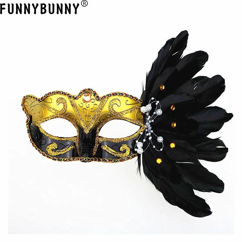 

FUNNYBUNNY Feather Colored Drawing Face Mask Masquerade Dance Costume Party Ornament Prop