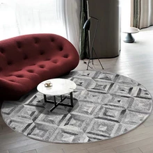 Серый геометрический ковёр в скандинавском стиле с круглой формой, нескользящий коврик для кофейного столика, декоративный ковер для виллы большого размера