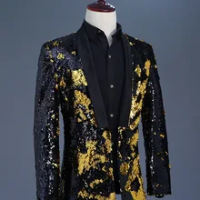 DJ DS мужские костюмы с пайетками Куртка Tide Модный жакет ведущего наряд Тонкий Блейзер Мужчины представление певцов и танцовщиков сцена для ночного клуба Бар