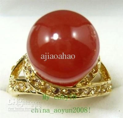 6.7.8.9 Red Agate Jade 18KWGP Fortune Ring Size 6.7.8.9 Red Agate Jade 18KWGP Fortune Ring Size