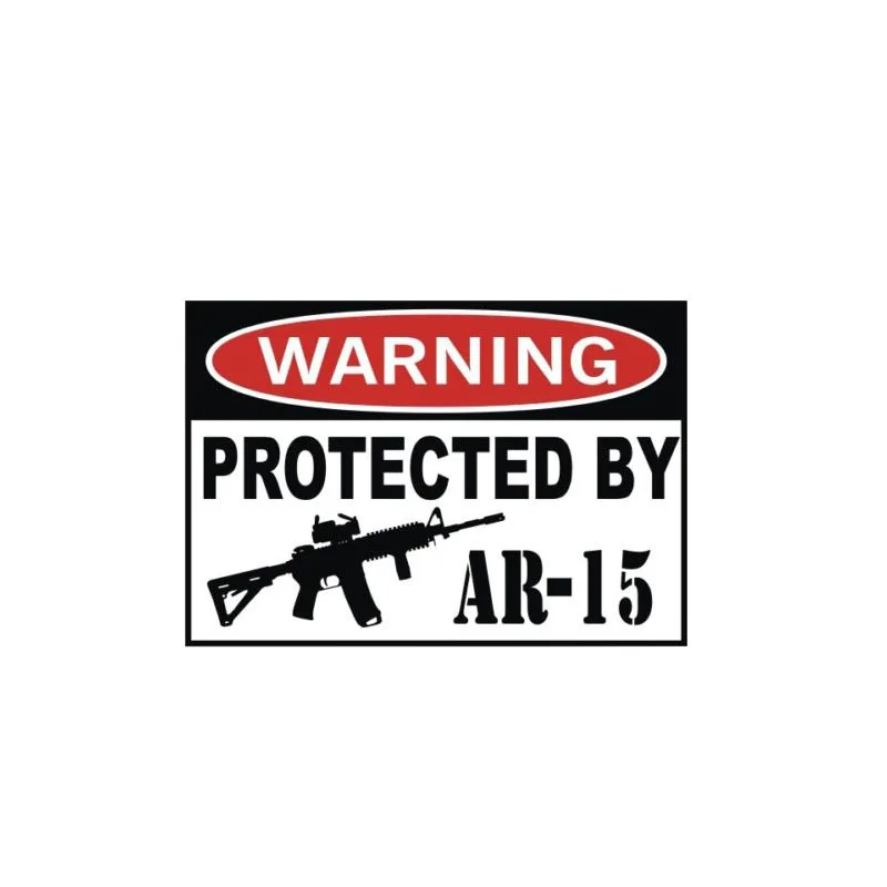 

15CM*10.3CM Car Sticker WARNING Protected By AR-15 Gun Decal PVC 12-0754