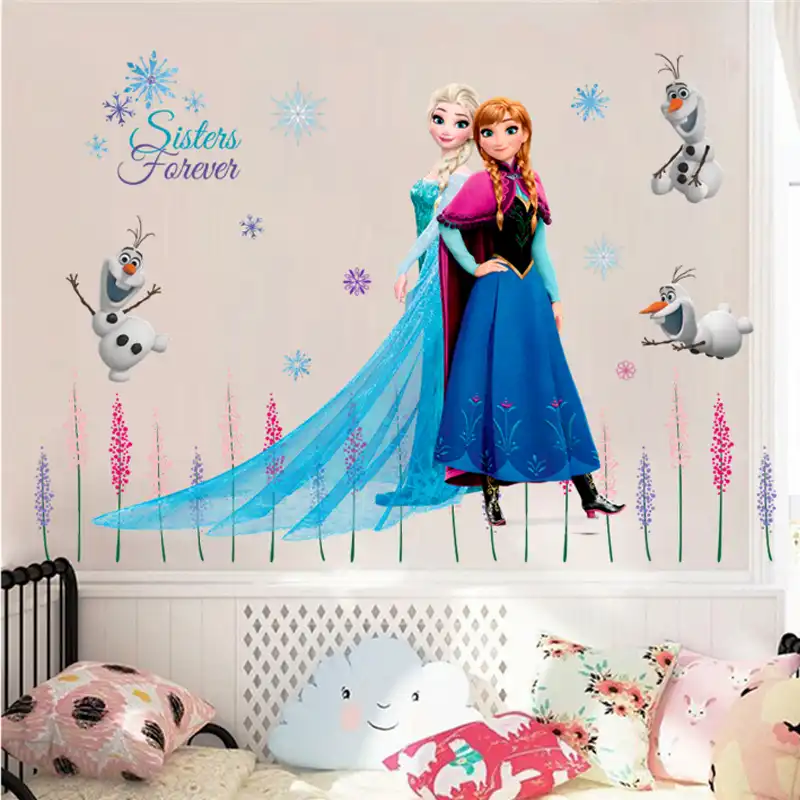 Disney Olaf divertido 3Dwiew roto pegatinas de pared Frozen princesa