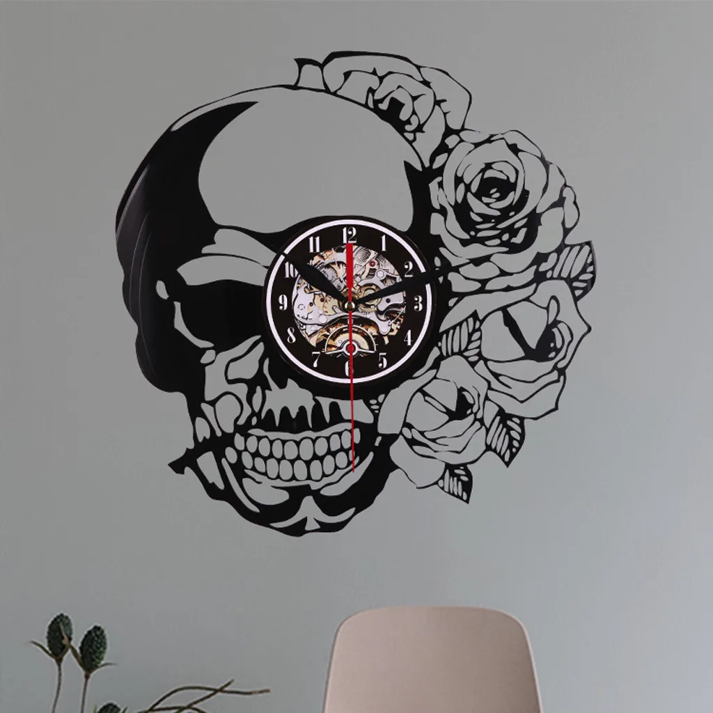 

2019 Creative Wall Clock Modern Style Skull Pattern Pointer Silent Personalized Wall Watch Rubber Home Decorative Clocks