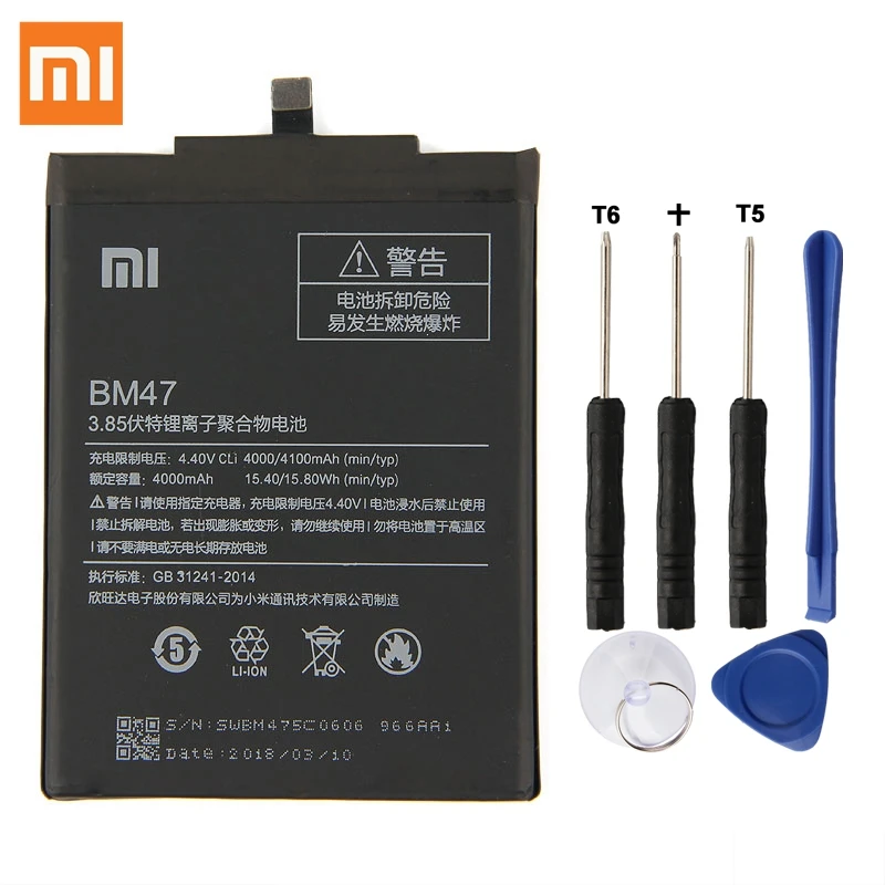 Original XIAOMI BM47 Replacement Battery For Xiaomi Redmi 3 3S 3X 4X Redmi3 Pro Redrice Authentic