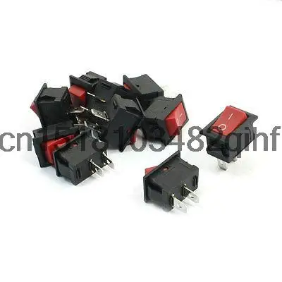 

10 шт., 2-контактный спаянный тумблер с защелкой, клавишный переключатель, 6 А, 250 В переменного тока, 10 А, 125 В переменного тока