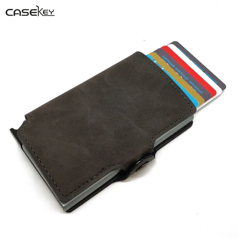 CaseKey супер модные высококачественные держатель кредитной карты искусственная кожа мини-бизнес-ID Card Holder RFID Bloking держатель банковской карты