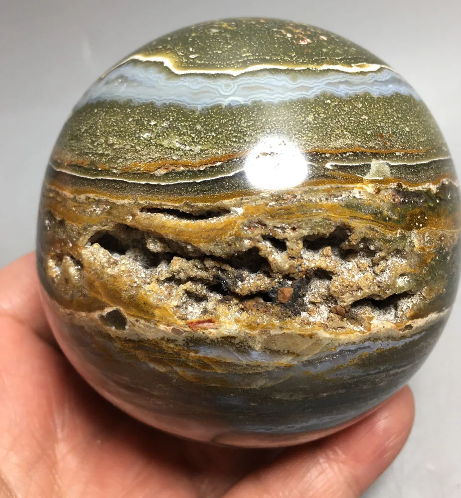 

743g NATURAL OCEAN JASPER QUARTZ CRYSTAL BALL HEALING crystals healing stones