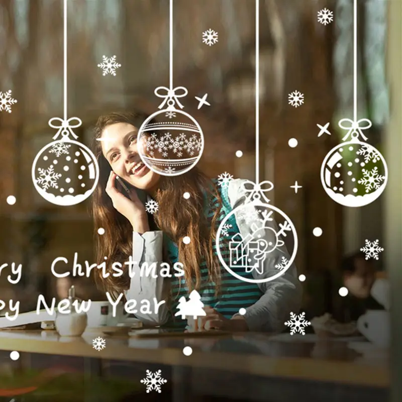 

2019 New Year Merry Christmas Decorations for Home Glass Window Shop Window Christmas Decoration Sticker Navidad Natal