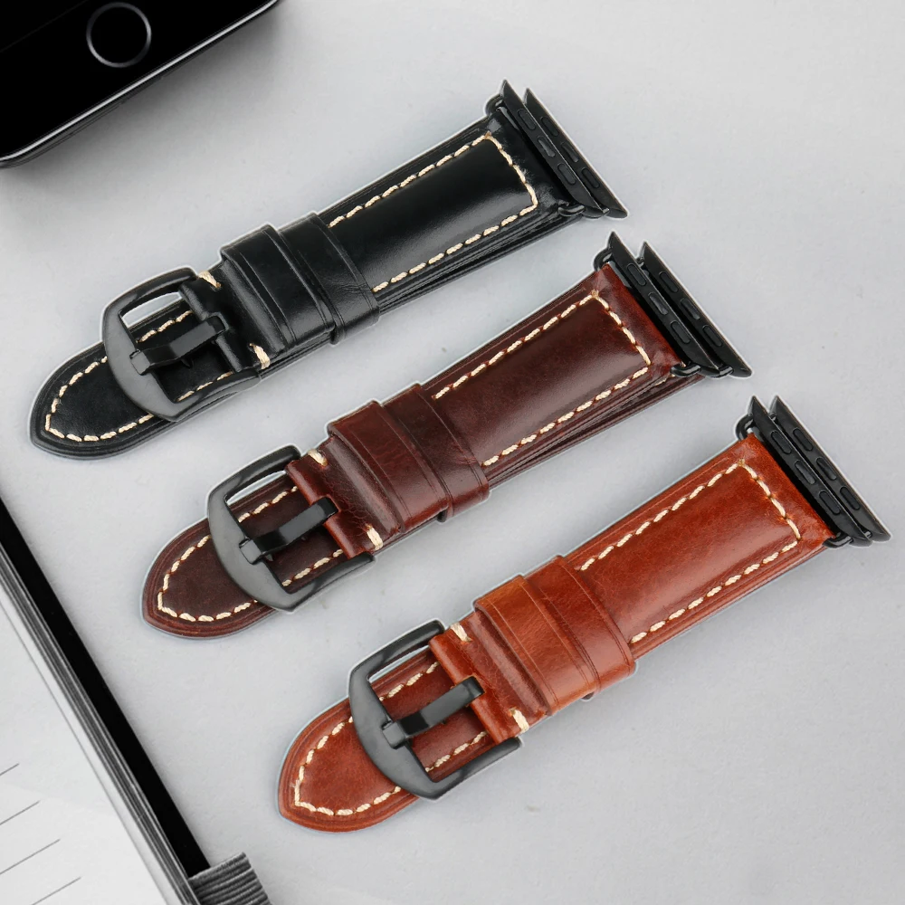 MAIKES 가죽 시계 밴드 Apple 시계 용 스트랩 45mm 41mm 42mm 44mm 40mm 시리즈 7 6 SE 5 4 3 iWatch 시계 밴드