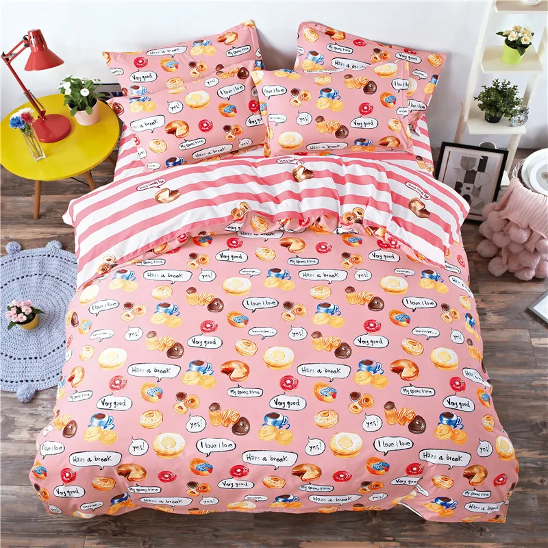 Cartoon Stripe food 3/4pcs bedding sets bed set bedclothes for kids bed