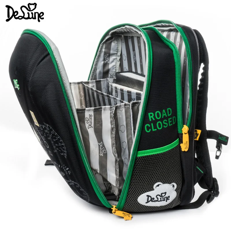 Bolso escolar ortopédico de marca Delune para niños coches de cuatro ruedas estampado Mochila velocidad SUV Mochila grado Infantil 1-5