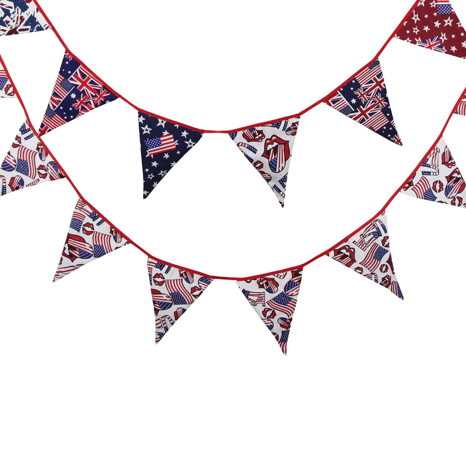 12 Flags 3.6M Canvas Fabric Banners UK USA Flags Room Garland Bunting