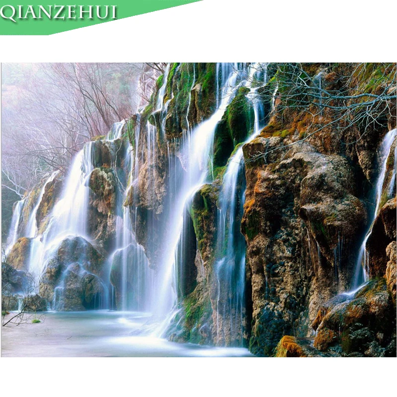 

DIY Rhinestone plastic crafts painting diamond Waterfall scenery Square diamond painting cross stitch full diamond embroidery