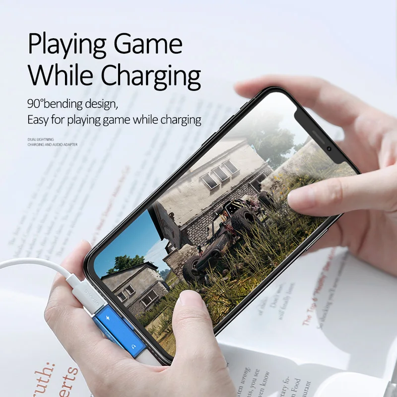 USAMS Dual Lighting зарядка и аудио адаптер для iPhone X XR XS 4 в 1 Зарядка прослушивание