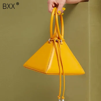 

[BXX] 2020 Spring New Arrival Female Bag Solid Color Double Strap Handbag Women's All-match PU Leather Drawstring Bag LI625