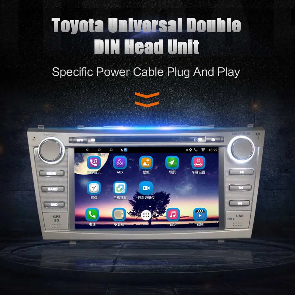 

2Din Car In Dash DVD Player Android GPS Radio Bluetooth WIFI Head Unit Stereos with Camera for Toyota Camry Aurion 2006-2012