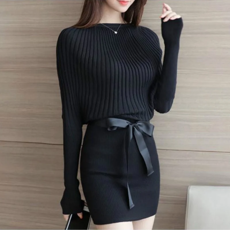 grey jumper dress with belt