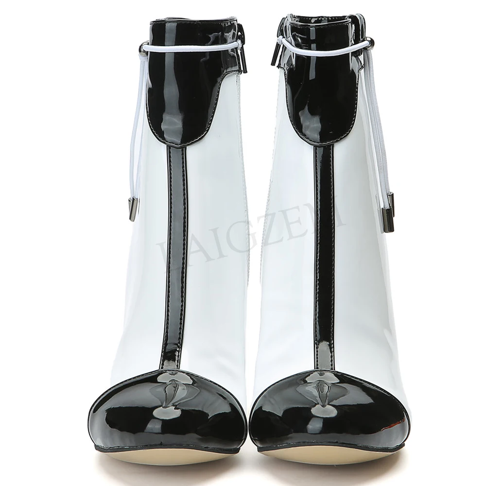 Sexy Black & White High Heel Fashion Boots Shoes Woman LAIGZEM