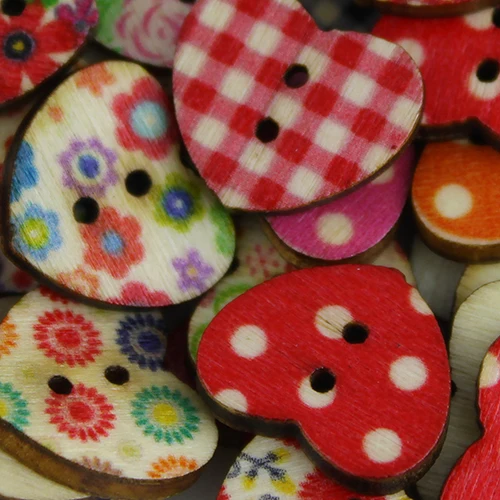 100 многоцветные в форме сердца 2 отверстия деревянные пуговицы для шитья скрапбукинга нопф бутон Рождественский подарок Прямая поставка