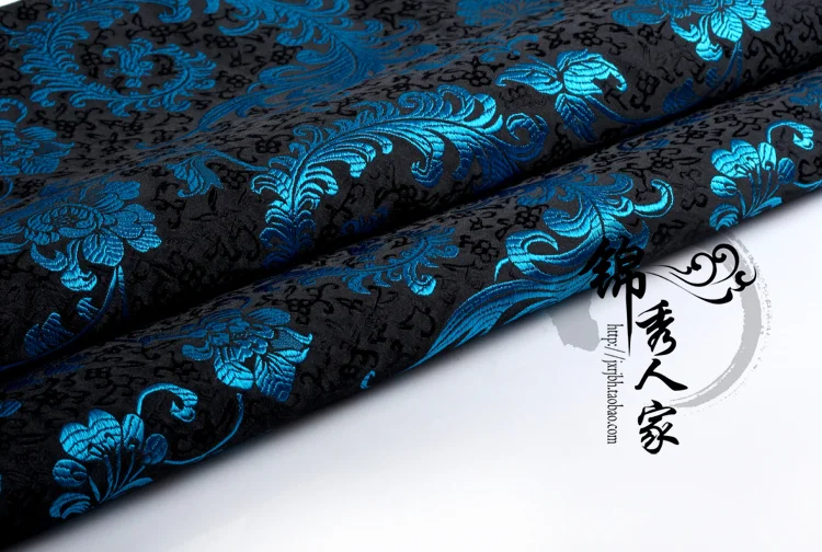 Синяя Цветочная парчовая ткань, дамасский жаккард, обивка костюма, мебель, материал для штор, ткань для подушки 75 см* 50 см