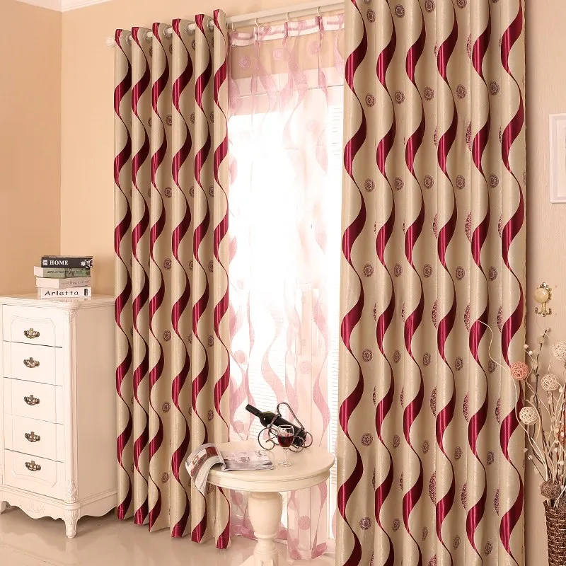 European Living Room Curtain Striped Curtains High Shading Blackout Drapess Kitchen Bedroom Made Drapes