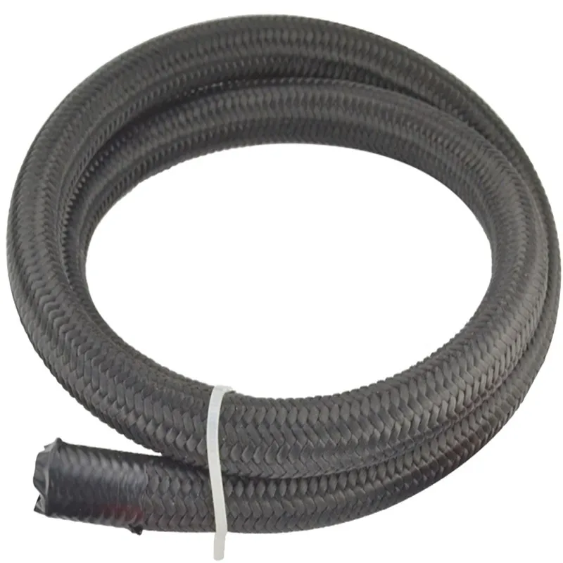 6 An 6an Nylon Cotton Over Black Braided Fuel / Oil Hose Pipe Tubing