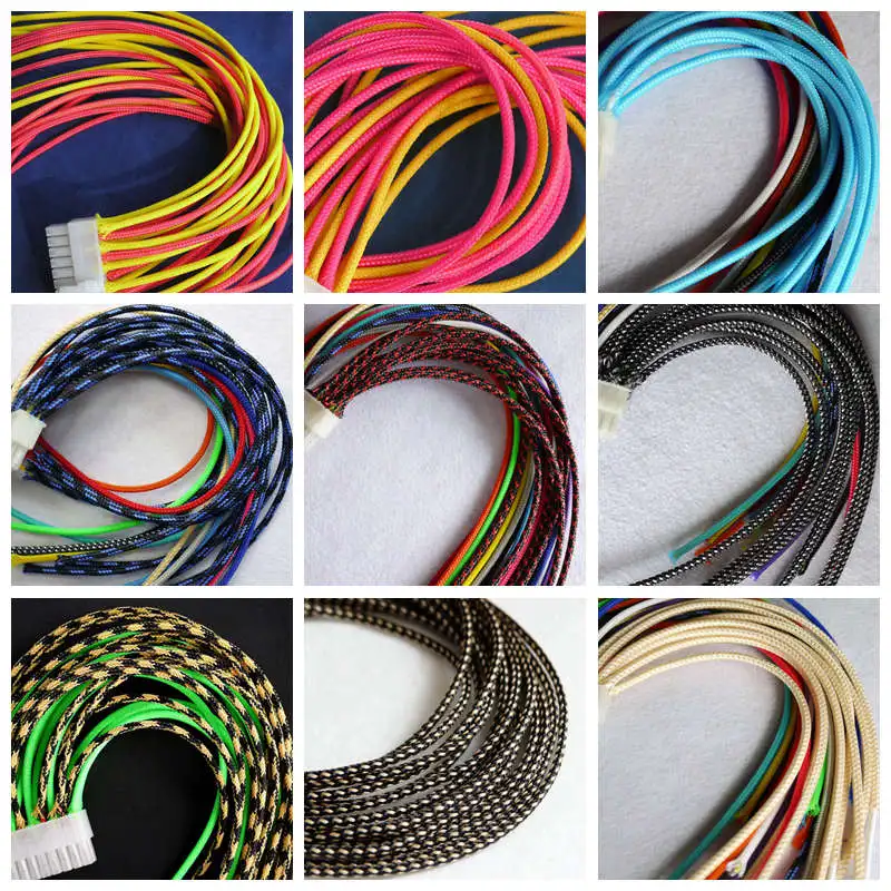 

3MM 1/8" Nylon Insulation Braided Sleeving Tight PET High Density Expandable Cable Sleeve Wire Protection PC Gland Sheathing