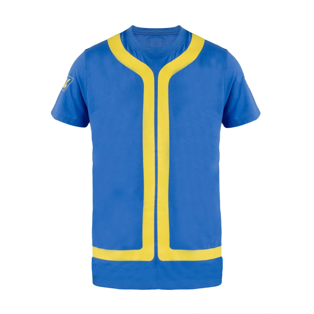 

Summer Shirt Fallout 4 T shirt Vault 111 Cosplay Summer Blue Short Sleeve T-shirt For Men