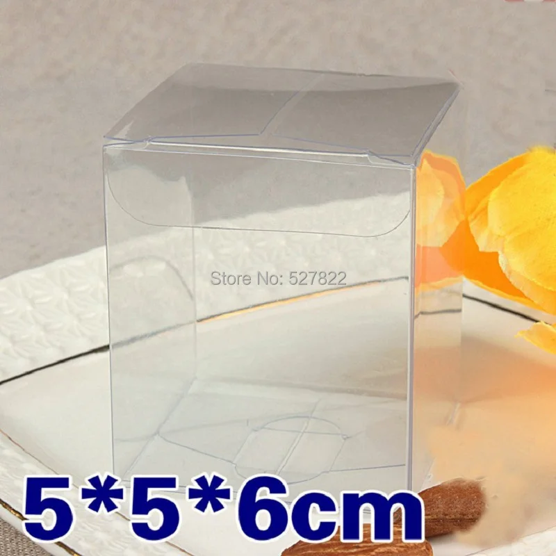 100pcs 5x5x6CM Clear PVC Transparent Cupcake Boxes Wedding Party Gift Box And Packaging