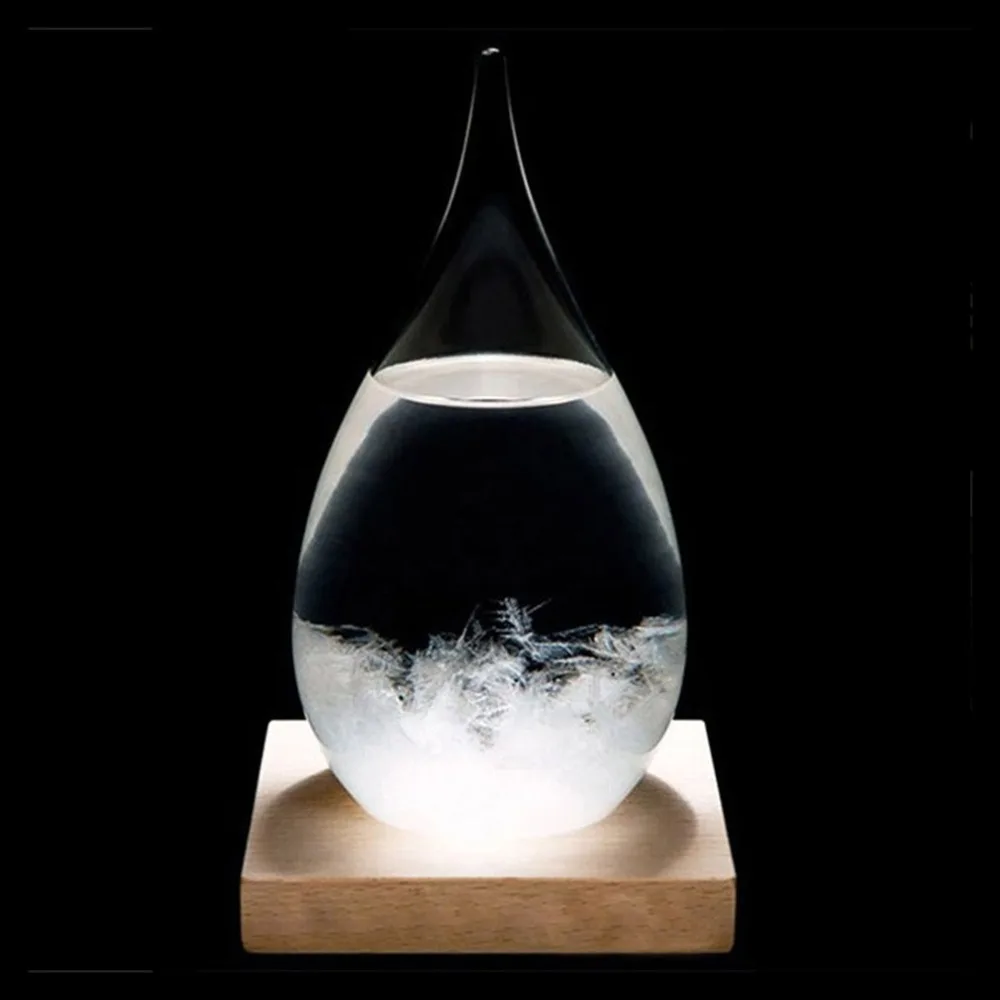Мини-Настольная капельная штормовая стеклянная бутылка, предсказатель погоды, монитор, барометр с деревянной основой, домашний декор