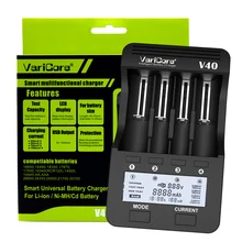 VariCore V40 V20i cargador de batería cargador de 18650 para 21700, 26650 AA AAA 18350, 18500, 16340, 17500, 25500, 10440, control de batería capacidad