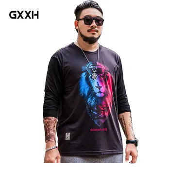

tide brand Large size men's Round neck T-shirt loose casual plus fertilizer to increase Long-sleeved Shirt men's Shirt 7XL