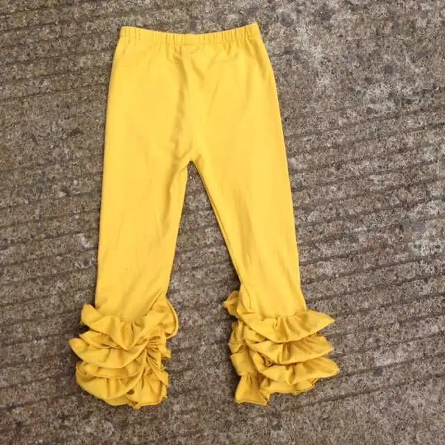 Новинка года; зимняя модная детская одежда трикотажные хлопковые брюки для маленьких девочек; штаны с тремя рядами оборок