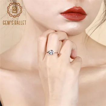 

GEM'S BALLET 0.95Ct Natural Sky Blue Topaz Heart Ring Solid 925 Sterling Silver Wedding Engagement Rings For Women Fine Jewelry